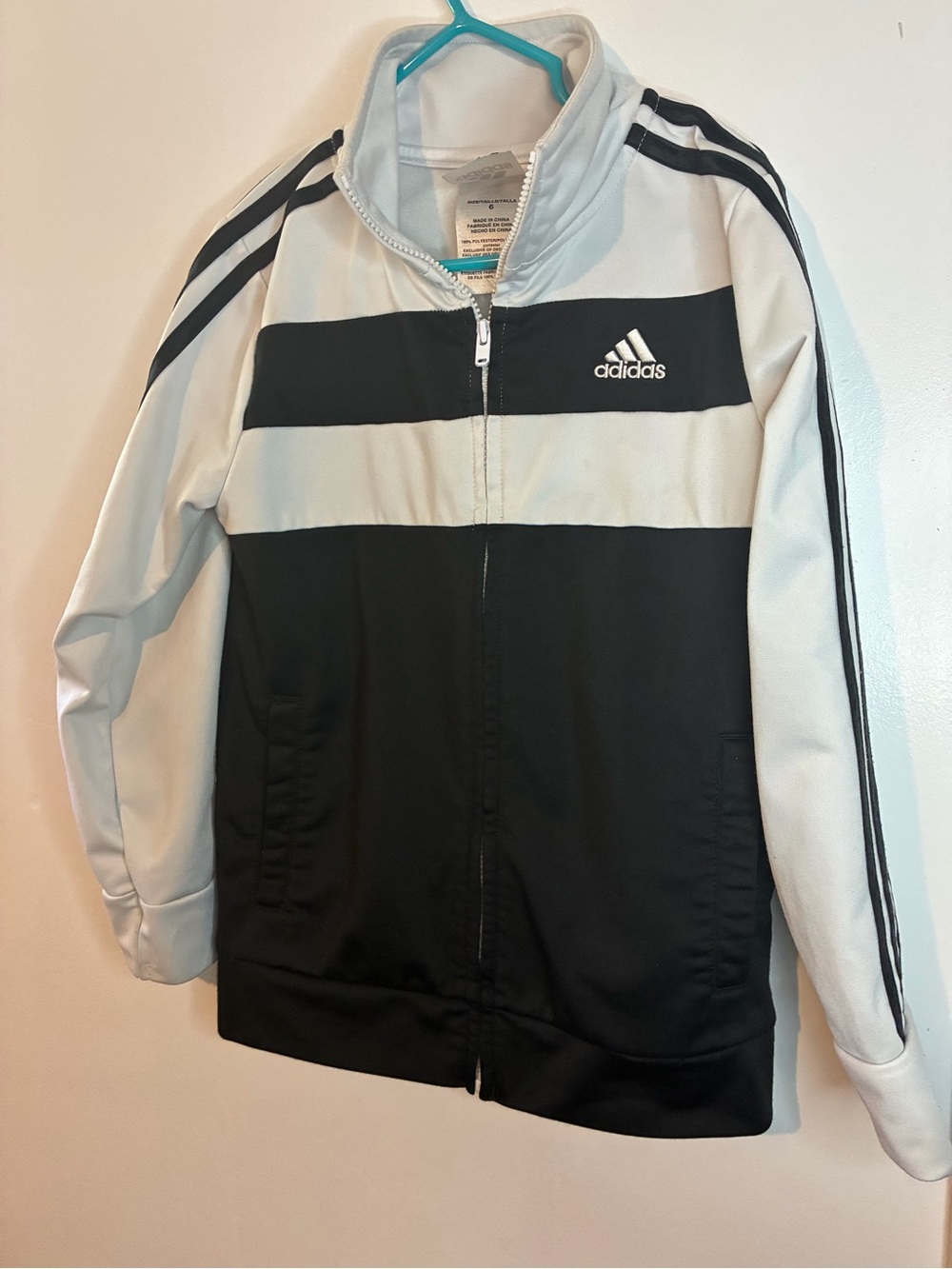 adidas Kids Black and White Striped Track Jacket